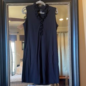 Navy Sleeveless Ruffle Dress